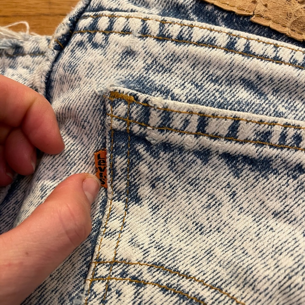 80-90s Vintage Orange Tab Acid Wash Levi’s 575 100% Cotton Jeans - Picture 7 of 14